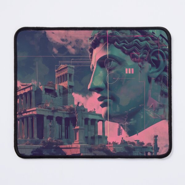 Item preview, Greek Statue against ruins in Vaporwave Aesthetic designed and sold by deepglitchart.