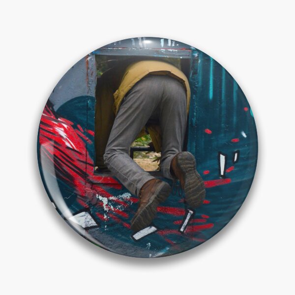 Item preview, Humorous photograph portrait of a man from behind entering a graffiti wall designed and sold by Carré Comme Orange.