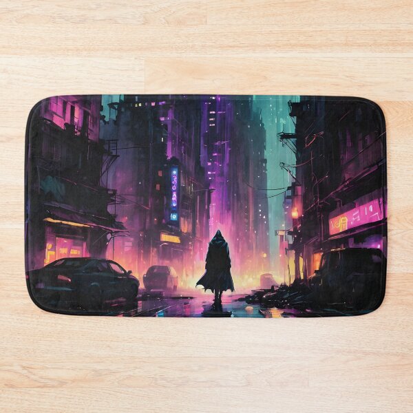 Item preview, Neon Purple Cyberpunk Cityscape designed and sold by ByteyCreatives.