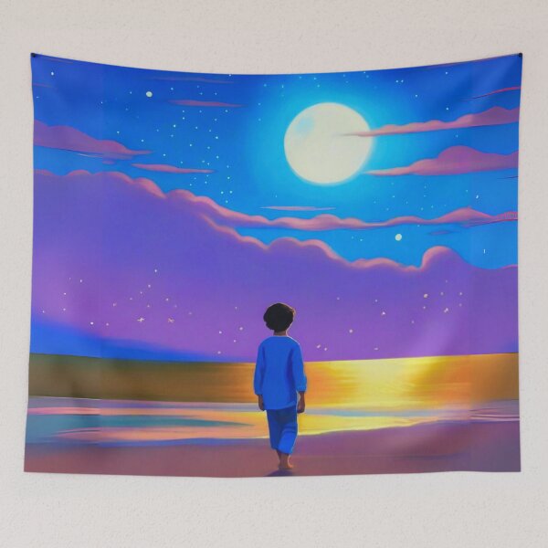 Item preview, Boy on the Beach, Gazing at the Moon designed and sold by Marymarice.