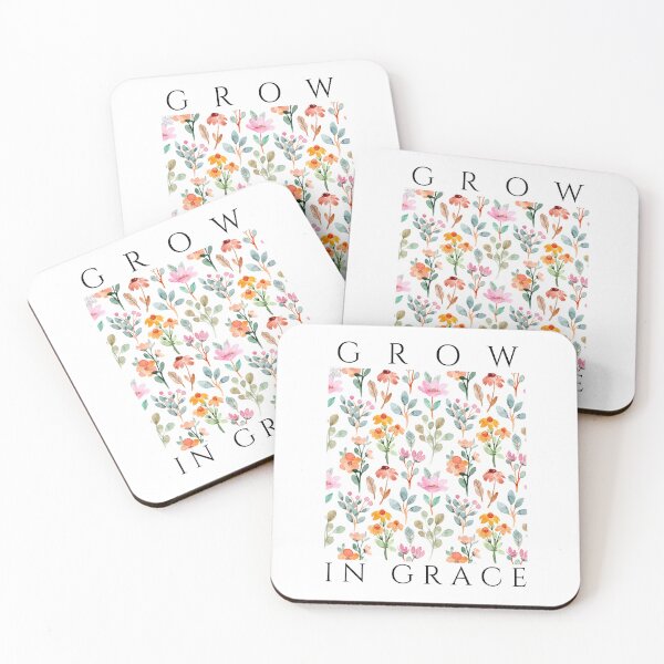 Item preview, Grow In Grace Christian Quote With Floral Background #3 designed and sold by ThePinkProject.