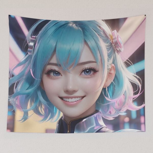Item preview, Blue Hair and a Cheerful Expression designed and sold by masabo.