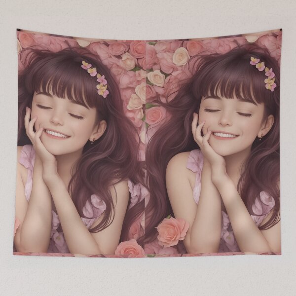 Item preview, happy teenager girl in a rose forest summer style designed and sold by Carlos Gudino.