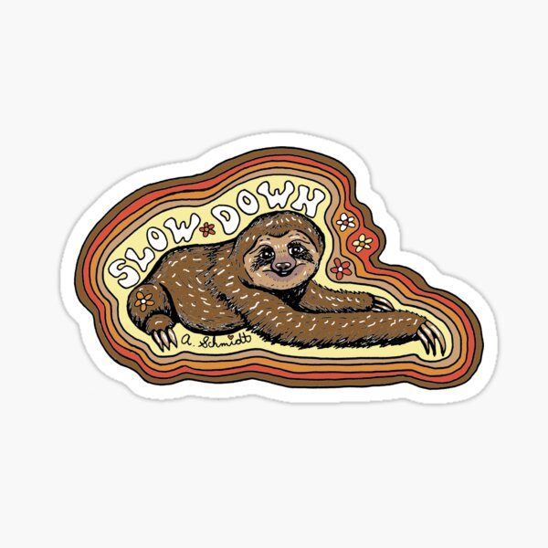 Item preview, Slow Down Sloth Retro Inspired Original Illustration Animal Art designed and sold by Intergalactic Unicorn: Art by Anna Schmidt.