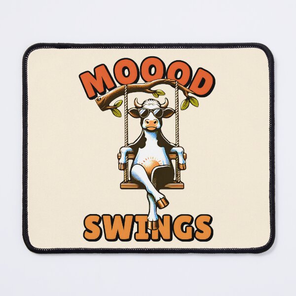 Item preview, Funny Cow on Swing Pun Mooood Swings. Humorous cow lover gift. designed and sold by Unitepeople.
