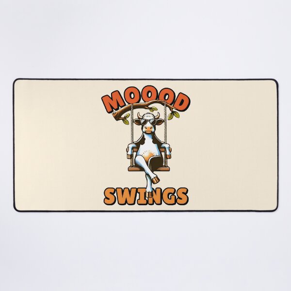 Item preview, Funny Cow on Swing Pun Mooood Swings. Humorous cow lover gift. designed and sold by Unitepeople.