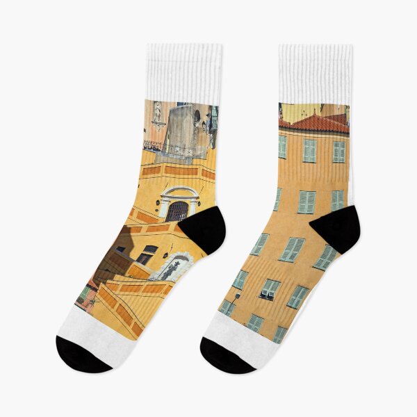 Item preview, Old colorful buildings and staircase in Menton France designed and sold by goceris.