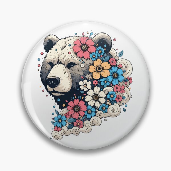 Item preview, Bear and Color Flowers Digital Vector Art Design  designed and sold by CaveAman.