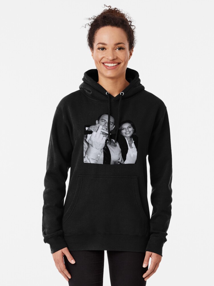 Thumbnail 1 of 5, Pullover Hoodie, Elliot Stabler And Olivia Benson Actors and musicians giving the middle finger meme designed and sold by ARTX4ART.