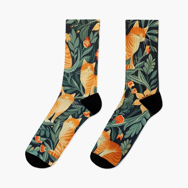 Item preview, William Morris style ginger cats designed and sold by Folksy Living.