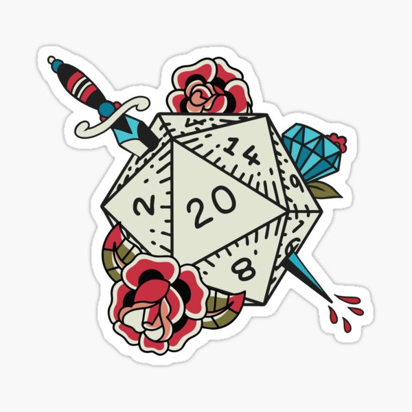 Aperçu de l'œuvre Tatouage de dés D20 créée et vendue par sunburstrpg.