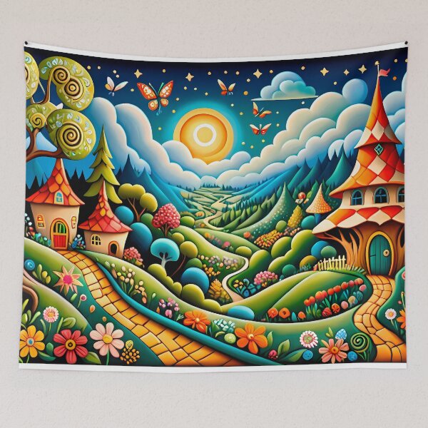Item preview, Elf Houses Deep in the Enchanted Forest Realm - Naive Art designed and sold by Second Draft Visuals.