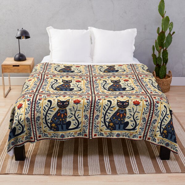 Item preview, Black cat traditional folklore pattern designed and sold by Folksy Living.