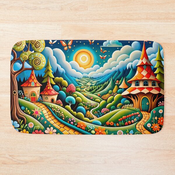 Item preview, Elf Houses Deep in the Enchanted Forest Realm - Naive Art designed and sold by Second Draft Visuals.