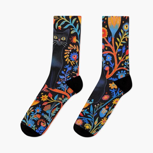 Item preview, Two black cats mirror image trippy and colourful designed and sold by Folksy Living.