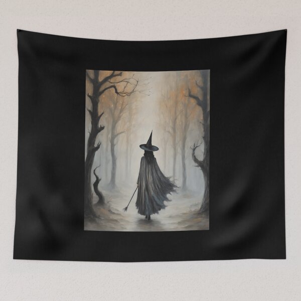 Item preview, Grey Witch of the Haunted Woods | Dark Moody Halloween Gothic Witch Art designed and sold by Arwen-Art.