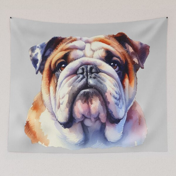 Item preview, English Bulldog Watercolor Portrait - Charming Print designed and sold by lloreleya.