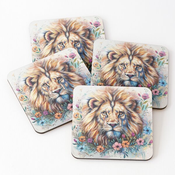 Item preview, Floral lion colorful pastel designed and sold by Inktown.