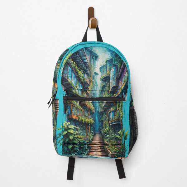 Item preview, Urban Jungle: Pathway Between Green Buildings designed and sold by Slick-Waffles.