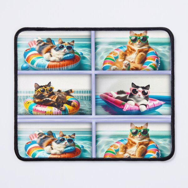 Item preview, Fun Summer Cats Floating in Pool Sunglasses Collage designed and sold by CritterManiaUK.