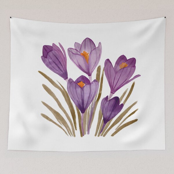Item preview, Watercolor crocus flowers designed and sold by Petalette.