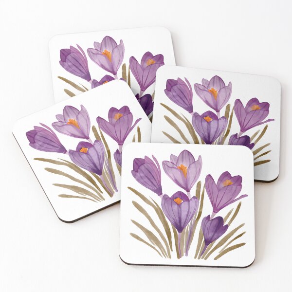 Item preview, Watercolor crocus flowers designed and sold by Petalette.