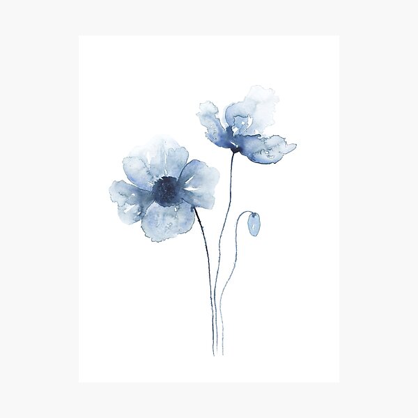 Item preview, Blue Watercolor Poppies designed and sold by Kris  Kivu.