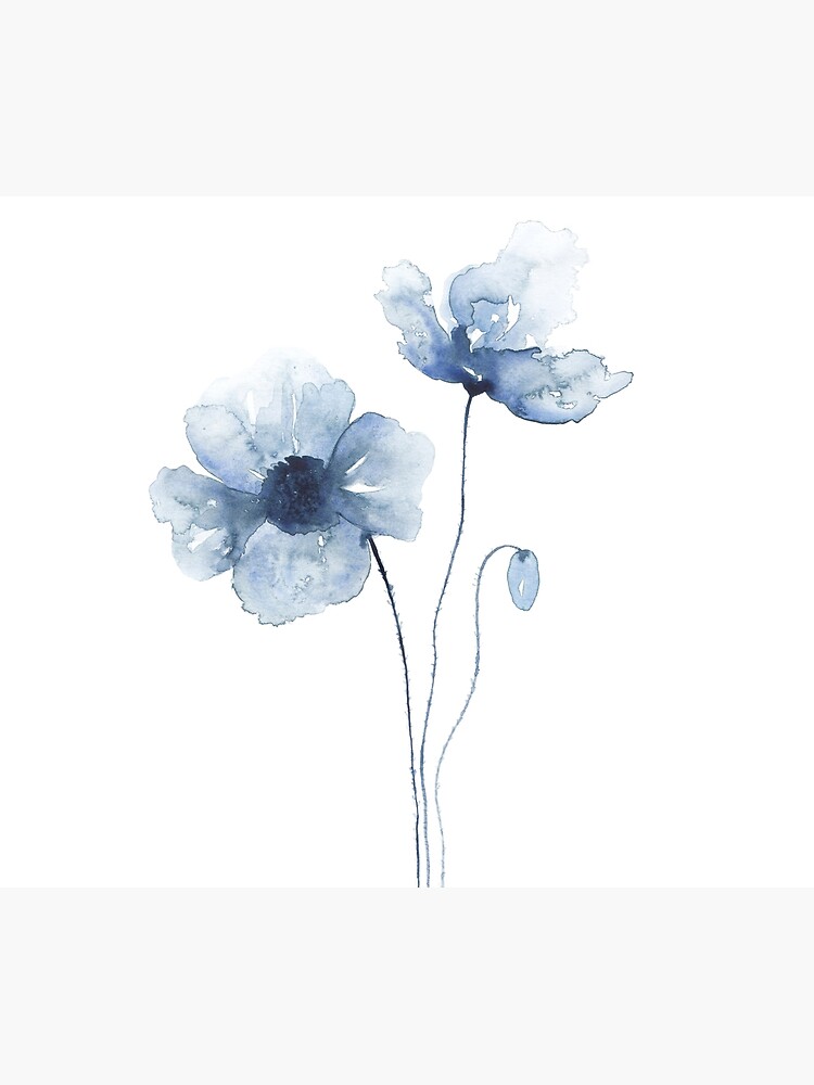 Blue Watercolor Poppies by ChipiArtPrints
