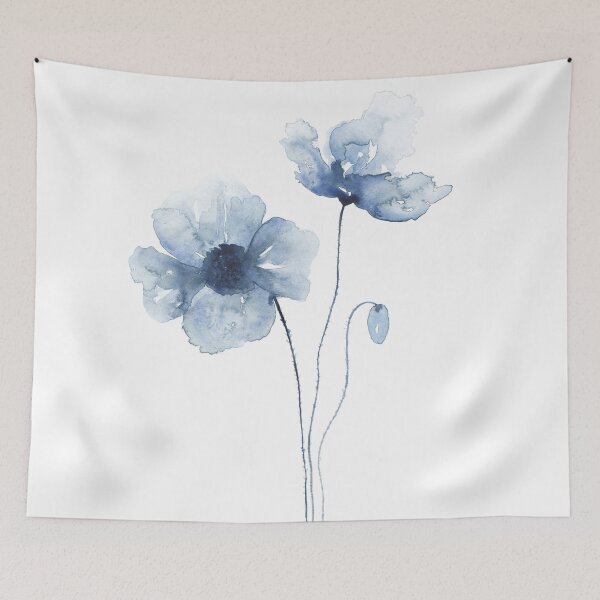 Aperçu de l'œuvre Coquelicots bleus à l'aquarelle créée et vendue par Kris Kivu.