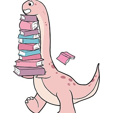 Vorschaubild zum Design Niedlicher rosa Dinosaurier mit Büchern in Pastellfarben von BookWishEra