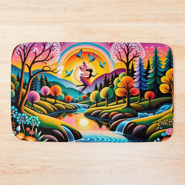 Item preview, A Fairy and Butterflies in the Enchanted Forest Realm - Naive Art designed and sold by Second Draft Visuals.