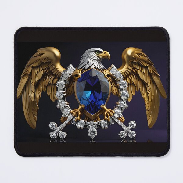 Item preview, Custom Gold Sapphire Indigo Eagle Crest Shield designed and sold by Way Way Cool.
