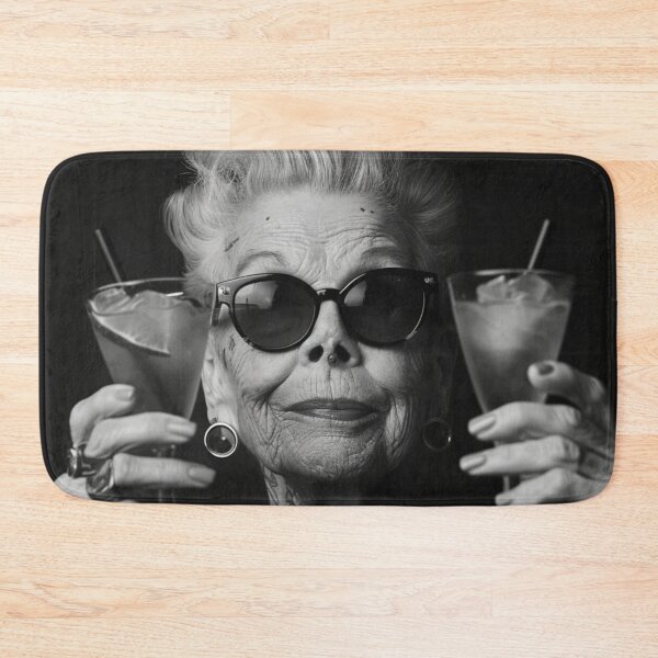 Item preview, cheerful grandma with cocktails designed and sold by m-litomirskaya.