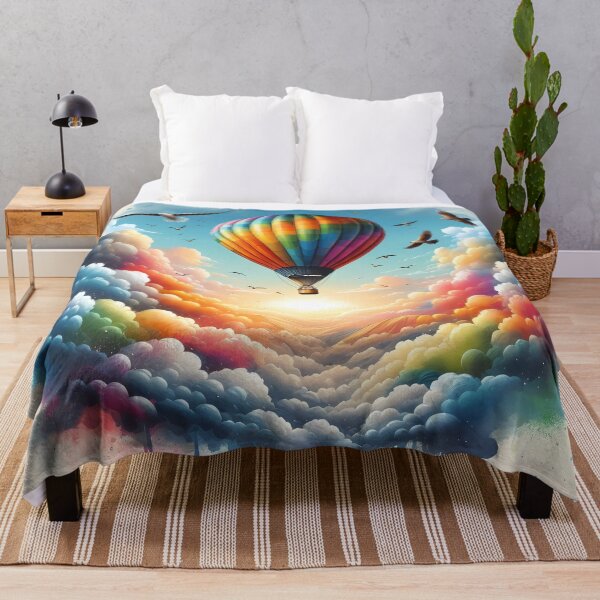 Item preview, Rainbow Hot Air Balloon Floating Through Vibrant Clouds designed and sold by Vitalka-uk.