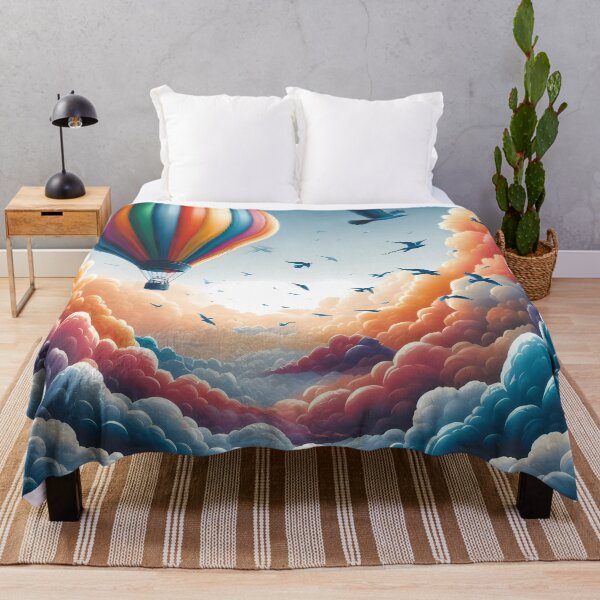 Item preview, Rainbow Hot Air Balloon Amongst Colorful Clouds designed and sold by Vitalka-uk.