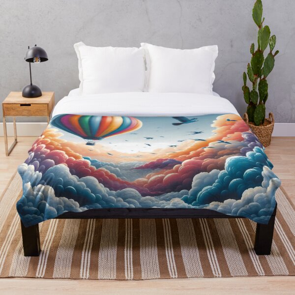 Item preview, Rainbow Hot Air Balloon Amongst Colorful Clouds designed and sold by Vitalka-uk.