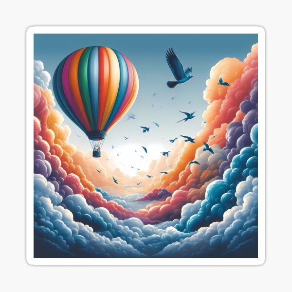 Item preview, Rainbow Hot Air Balloon Amongst Colorful Clouds designed and sold by Vitalka-uk.