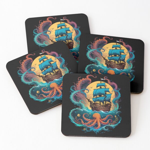 Item preview, Colorful Octopus and Beautiful Pirate Ship designed and sold by cybersalegoods.