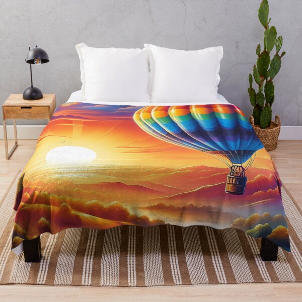 Item preview, Radiant Hot Air Balloon Over a Sunset Landscape designed and sold by Vitalka-uk.
