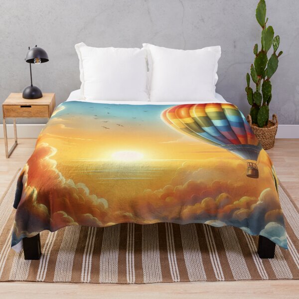 Item preview, Radiant Hot Air Balloon Over Sunset Clouds designed and sold by Vitalka-uk.