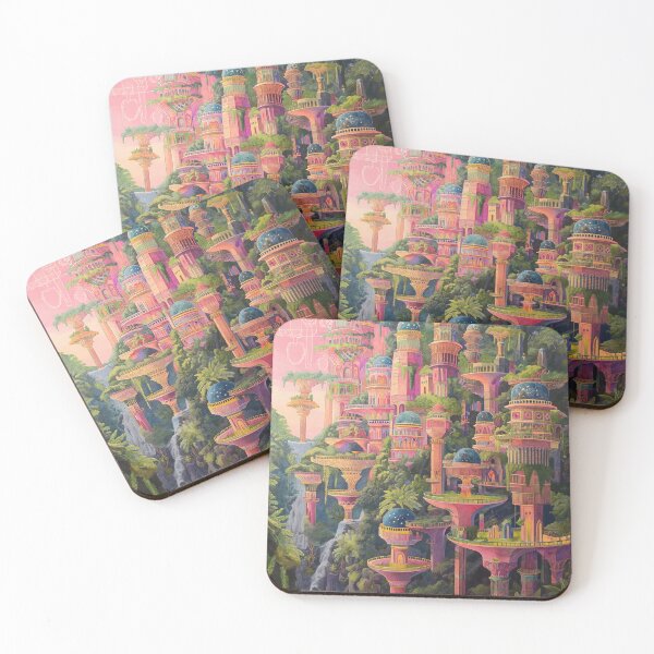 Item preview, Hanging Gardens of Babylon Reimagined in Vaporwave Tones designed and sold by deepglitchart.