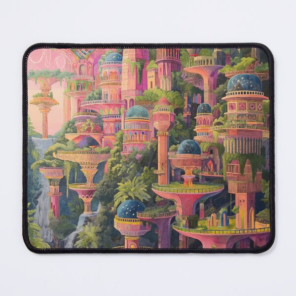 Item preview, Hanging Gardens of Babylon Reimagined in Vaporwave Tones designed and sold by deepglitchart.
