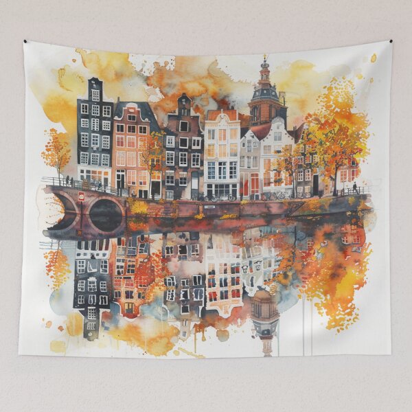 Item preview, A Watercolor Design of Amsterdam - Netherlands designed and sold by Sketch-Shack.