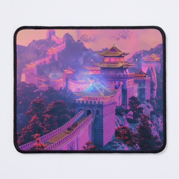 Item preview, High-tech Great Wall with Ancient Chinese Vaporwave Aura designed and sold by deepglitchart.