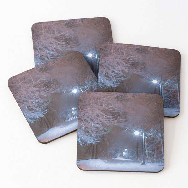 Item preview, Night Time Wintry Path through the Woods Painting designed and sold by jrtwynam.