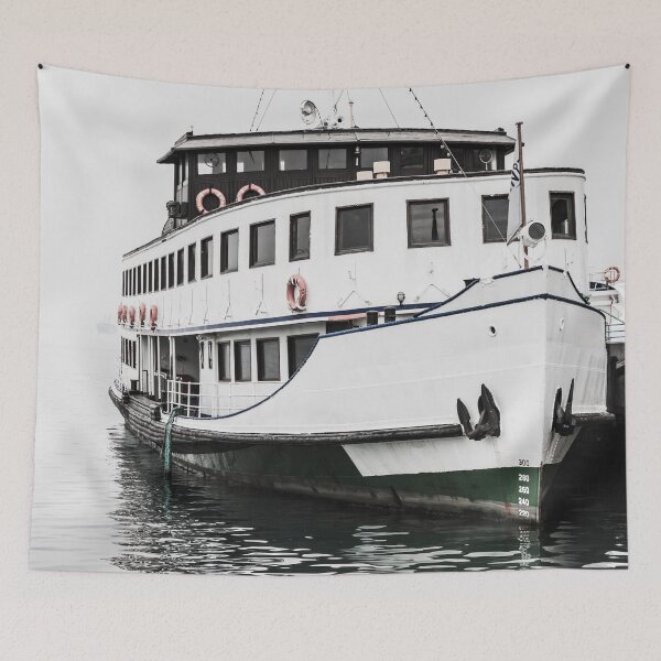 Item preview, Boat moored in a foggy winter day designed and sold by carlotoffolo.