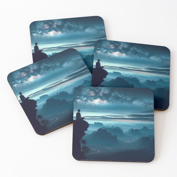 Item preview, Meditative Mountain A Solitary Gaze Under Starry Skies designed and sold by ArtComixHaven.