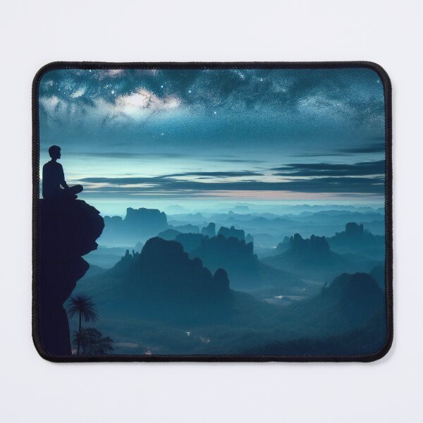 Item preview, Meditative Mountain A Solitary Gaze Under Starry Skies designed and sold by ArtComixHaven.