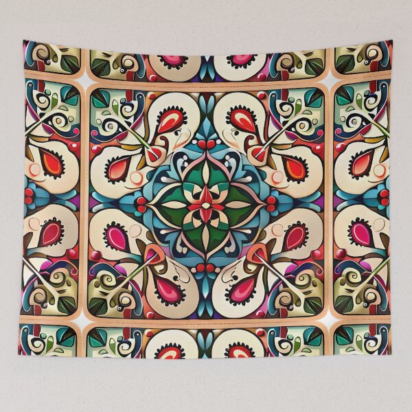 Item preview, Romantic Red Moorish Storybook Enchanted Carousel Castle Pattern designed and sold by Zeporas Castle.