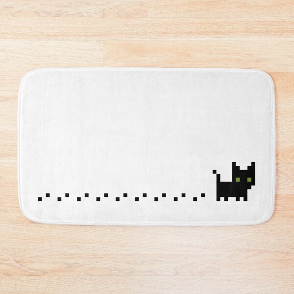 Item preview, Black Cat Crossing Path Paw Prints Pixel Art designed and sold by HeatherUnderground.